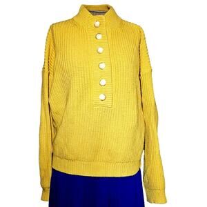 La Maille Sezane Yellow Cotton and Wool Blend Sweater Size Medium